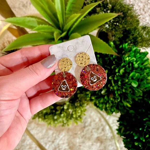 Poop Emoji Acrylic Earrings - Picture 4 of 5